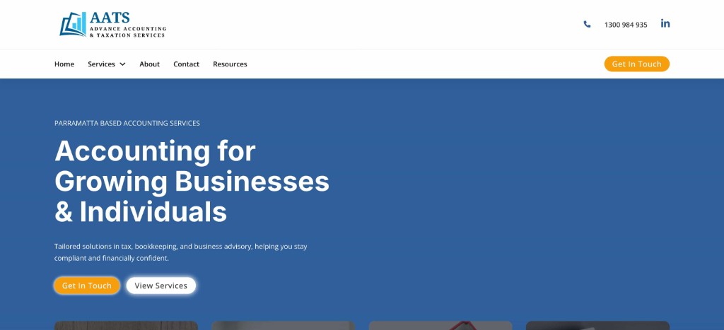 Advance Accounting website, desktop