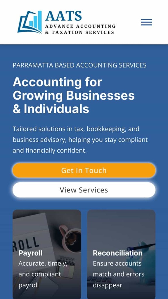 Advance Accounting website on a phone