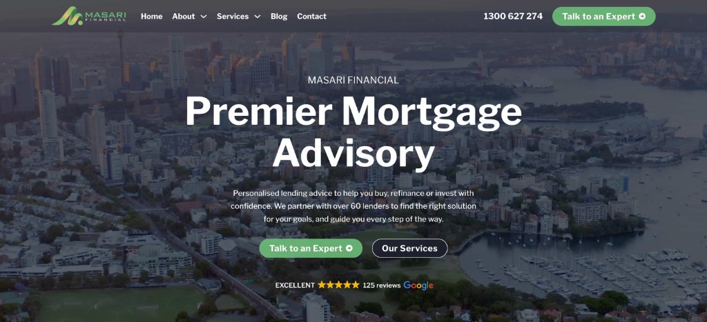 Masari Financial website, desktop
